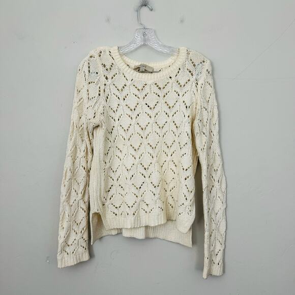 Loft Cream Crochet Pullover Sweater Women’s Size M - Picture 1 of 9